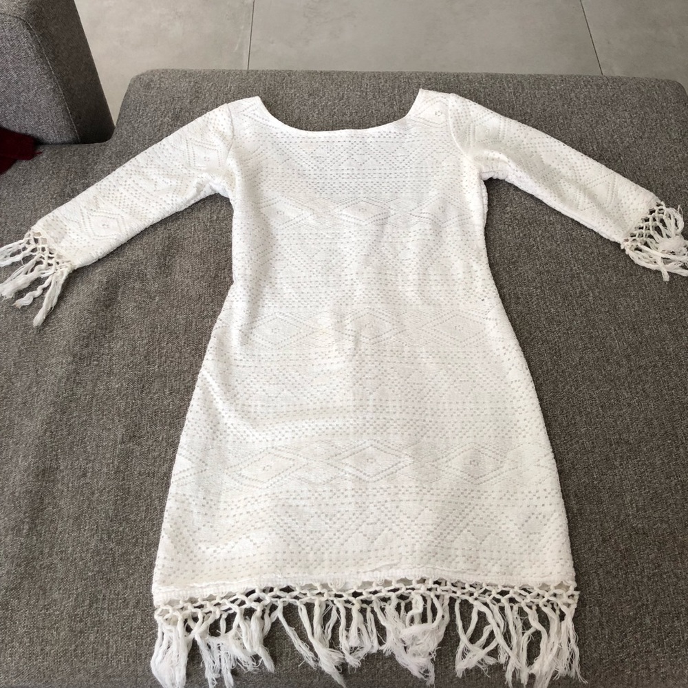 Boutique White Fringe Dress Size 4